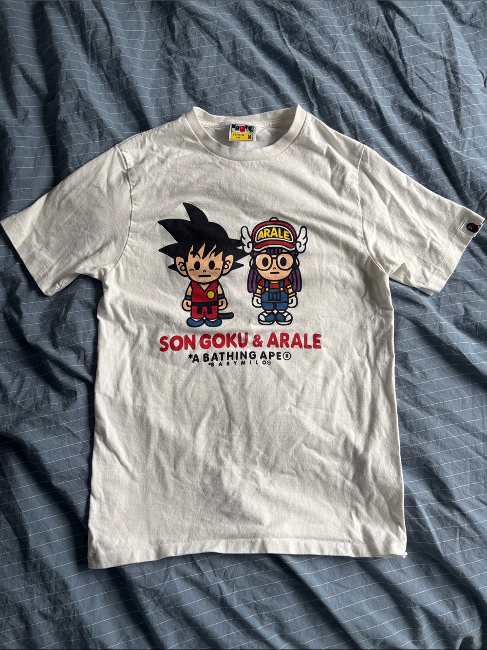 A Bathing Ape Baby Milo White 'Son Goku & Arale' Graphic Tee